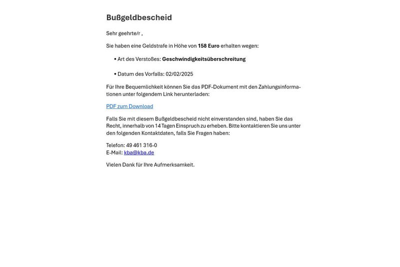 Diese betrügerische E-Mail ist aktuell im Umlauf. Foto: Screenshot